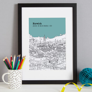 Personalised Norwich Graduation Gift Print, 8 of 10