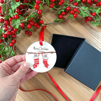 Personalised Stocking Mice Christmas Tree Decoration, 5 of 9