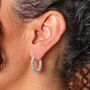 Twist Hoop Earrings In Silver, thumbnail 2 of 4
