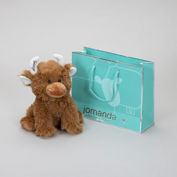 Brown Highland Cow Soft Toy+Personalised Horn+Gift Bag, 4 of 11