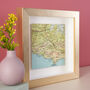 Square Map Wall Art Gold Framed Personalised Print, thumbnail 2 of 6