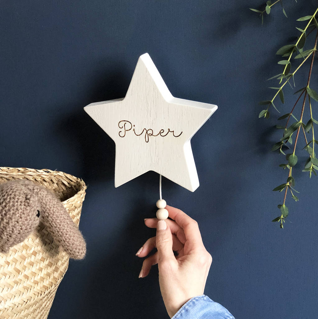 Personalised Wooden Musical Star Name Wall Hanging, 1 of 2