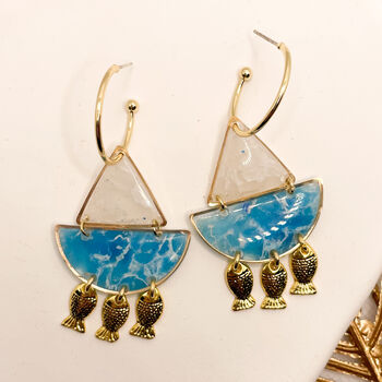 Sailing Boat, Resin And Clay Statement Earrings, 3 of 11