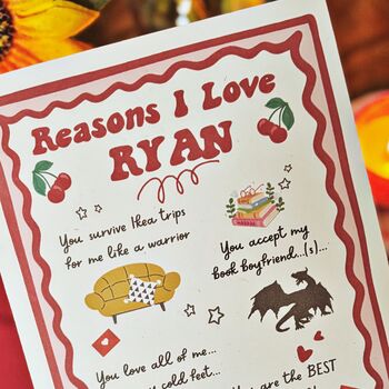 Silly Or Serious Reasons I Love You Personalised Card, Recycled, 2 of 3