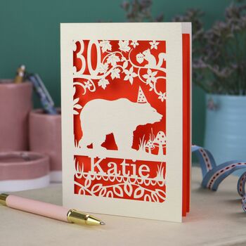 Personalised Papercut Bear Birthday Card, 4 of 7