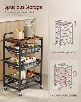 Multi Tier Storage Trolley Pull Out Basket Shelf, 4 of 7