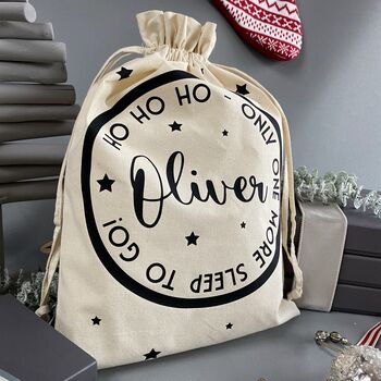 Personalised Christmas Eve Bag Two Natural With Red, 10 of 12