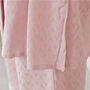 Pink Silk Touch Elegant Pajamas Robe Three Piece Set, thumbnail 8 of 9