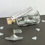 Personalised Silver Paper Ship In A Bottle – Silver Wedding Anniversary Gift, thumbnail 2 of 9