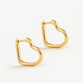 Women's Small Heart Hoop Earrings In Gold, Minimalist Jewellery, 3 of 5