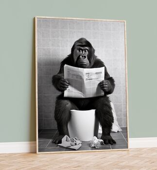 Gorilla On Toilet Funny Picture, 3 of 4