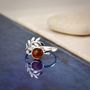 Sterling Silver Amber Leaf Ring, thumbnail 1 of 9