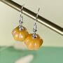 Pumpkin Gemstone Silver Plated Earrings, thumbnail 1 of 7