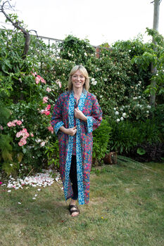 Long Kimono Robe Fuschia Ciara Made With Liberty Fabric, 2 of 2