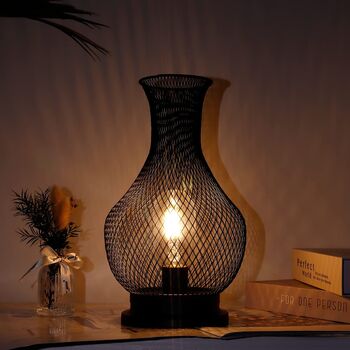 Metal Vase Shape Mesh Cordless Decorative Lamp, 2 of 6