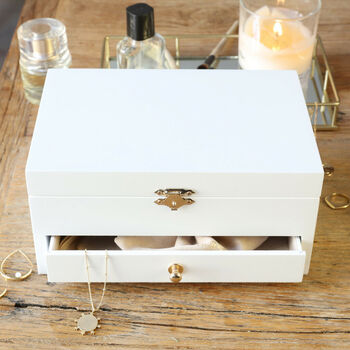 Personalised Name White Jewellery Box With Drawers, 5 of 6