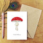 Fly Agaric Mushroom Print A6 Greetings Card, thumbnail 1 of 8