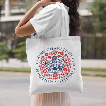 King Charles Coronation Tote Bag Souvenir Emblem, 2 of 3