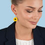 Hand Painted Sunflower Dropper Earrings, thumbnail 3 of 5