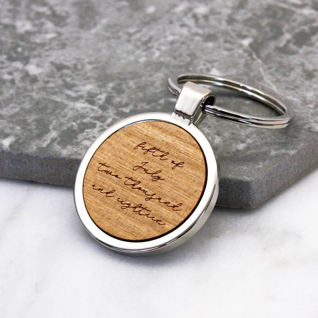 Image of Personalised Written Date Bezel Keyring