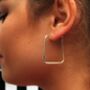 Sterling Silver Hammered Square Hoop Earrings, thumbnail 4 of 6