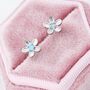 Sterling Silver Opal Forget Me Not Flower Stud Earrings, thumbnail 7 of 12