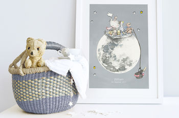 Personalised Picnic On The Moon Children's Art Print, 3 of 8