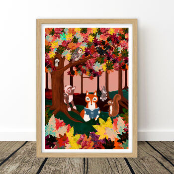 Woodland Animal Autumn Forest Art Print, 4 of 6