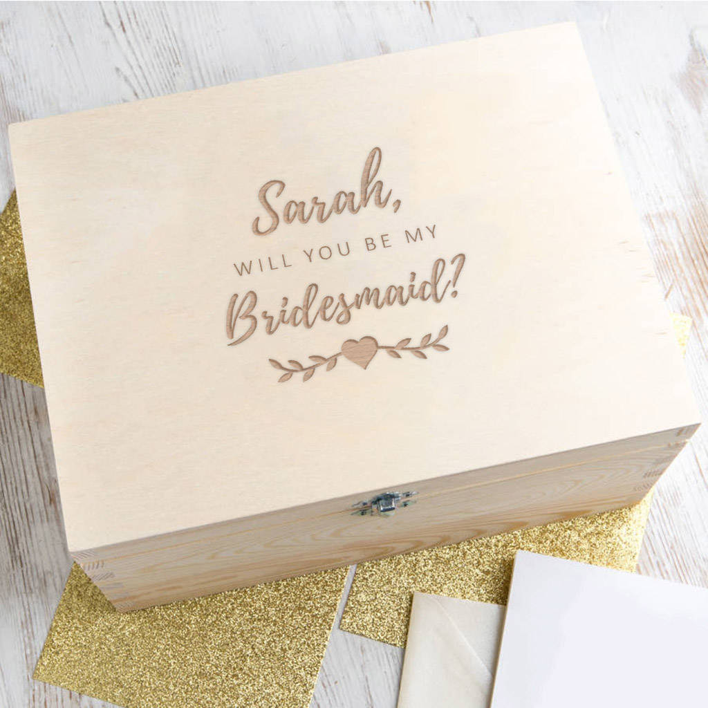 Personalised Will You Be My Bridesmaid Gift Wedding Box, 1 of 5