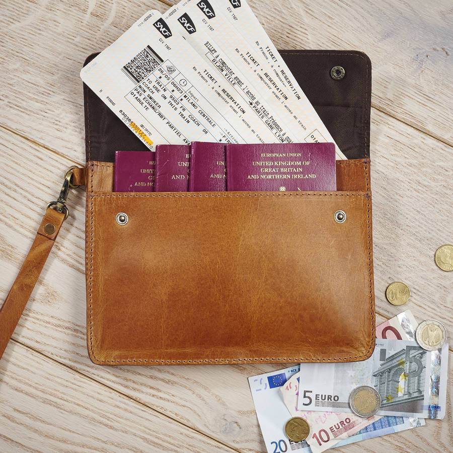 family travel wallet leather