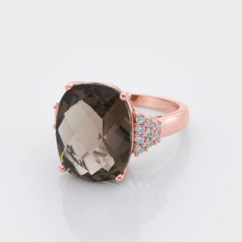 Smoky Quartz 18k Rose Gold Statement Ring, 2 of 3