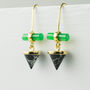 Green Glass And Black Marble Drop Earrings, thumbnail 3 of 3