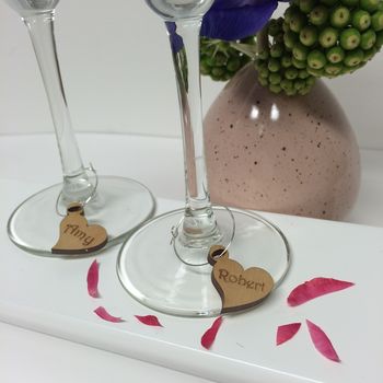 Personalised Five Heart Wine Glass Charms, 2 of 4
