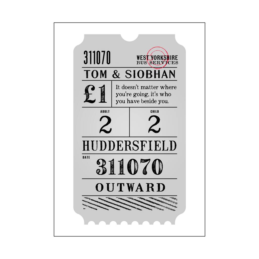 Vintage Personalised Bus Ticket Print By Of Life Lemons