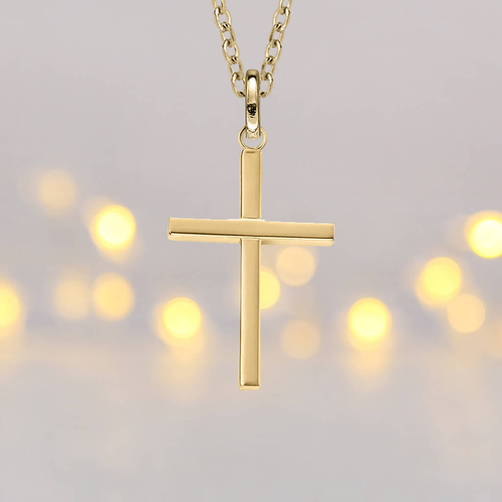 9ct Gold Cross Necklace By Songs of Ink and Steel
