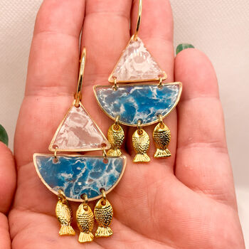 Sailing Boat, Resin And Clay Statement Earrings, 8 of 11