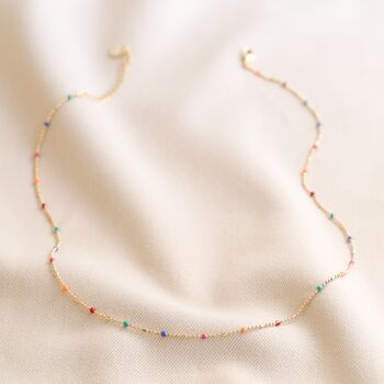 Rainbow Enamel Bead Chain Necklace In Gold Plating, 5 of 5