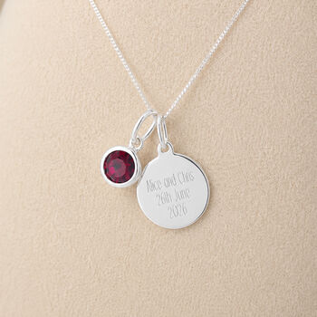 Personalised Sterling Silver July Birthstone Ruby Pendant Necklace, 3 of 9