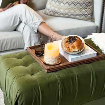 Reeded Walnut Decorative Serving Tray, 5 of 9