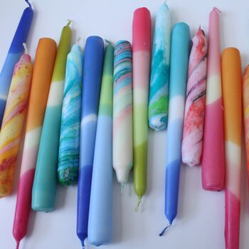 Handmade Dinner Candles Dip Dye Assorted Colours, 11 of 11
