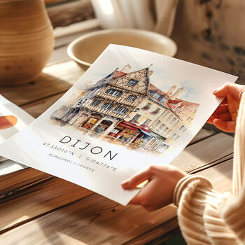 Dijon France Travel Poster With Map Coordinates, 2 of 7