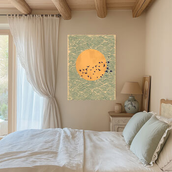 Japanese Sunset Flying Bird Art Print, 3 of 5