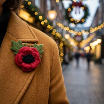 Handmade Felt Poppy Brooch, 3 of 3