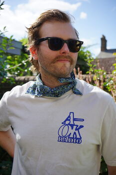 Mens Blue Ditzy Floral Cotton Neckerchief, 7 of 12
