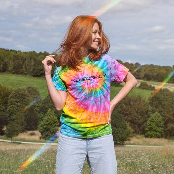 Unisex 'Neurospicy' Tie Dyed Rainbow T Shirt, 2 of 4
