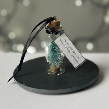 Tiny Christmas Tree In A Bottle Personalised Bauble, 4 of 12