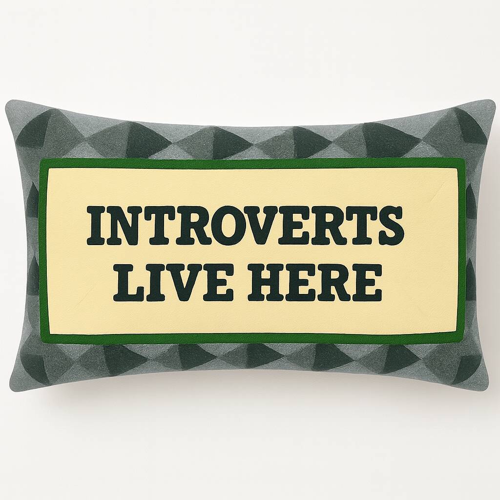 Introverts Live Here Needlepoint Cushion, 1 of 2