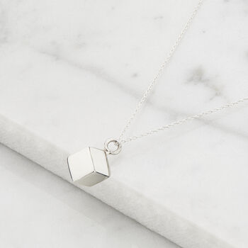 Silver Or Gold Personalised Cube Pendant Necklace, 3 of 8