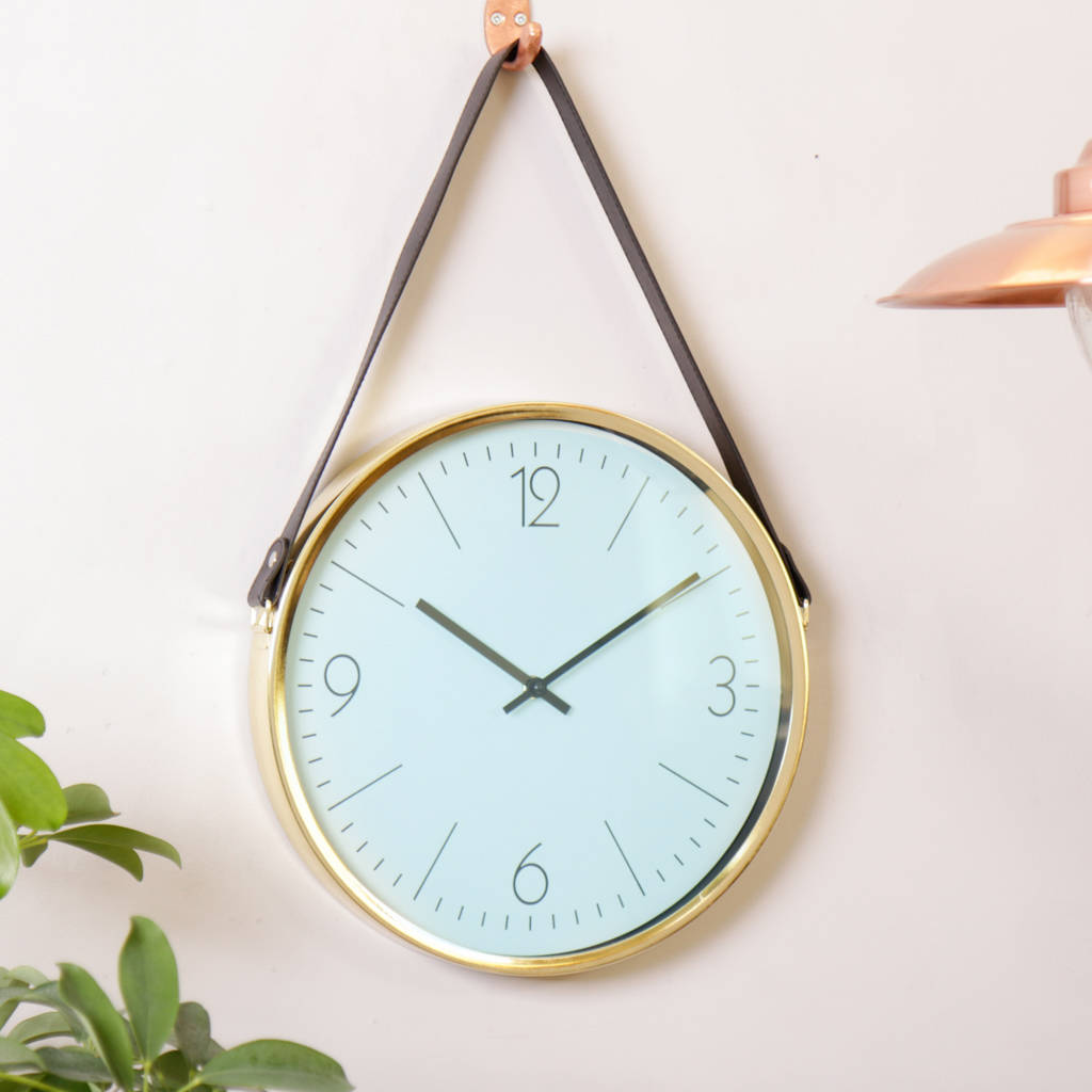 Contemporary Gold Wall Clock With Strap By Dibor Contemporary Gold Wall Clock With Strap