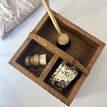 Vintage Wooden Tool Caddy | Bathroom Kitchen Storage, 3 of 5